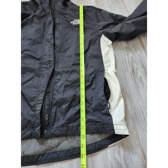The North Face Hyvent Womens Rain Jacket Black white Hood Lightweight Sz L - Picture 12 of 14